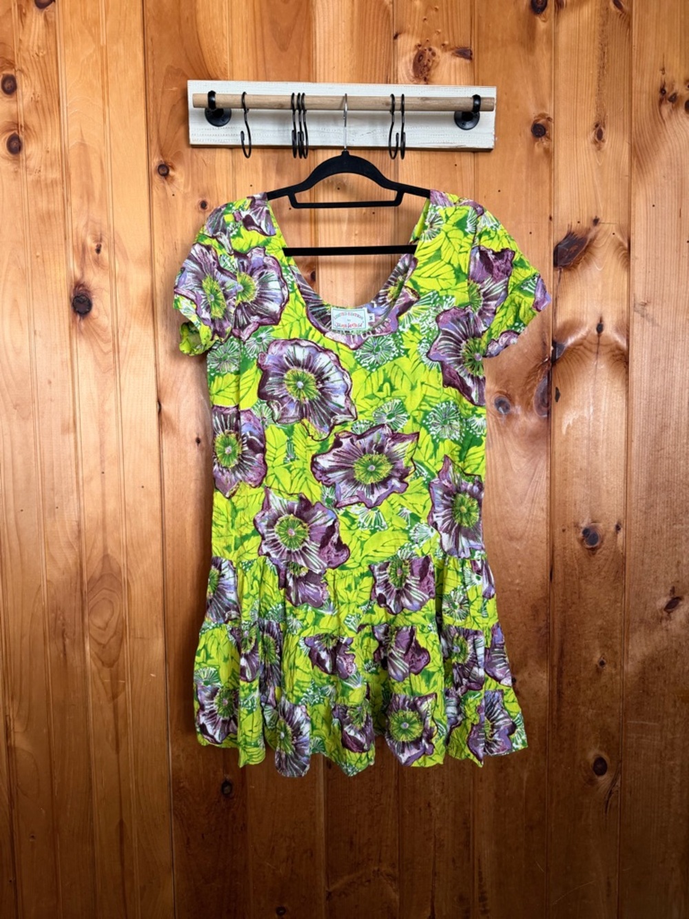 Jams World Lime & Purple Floral Scoop Neck Dress